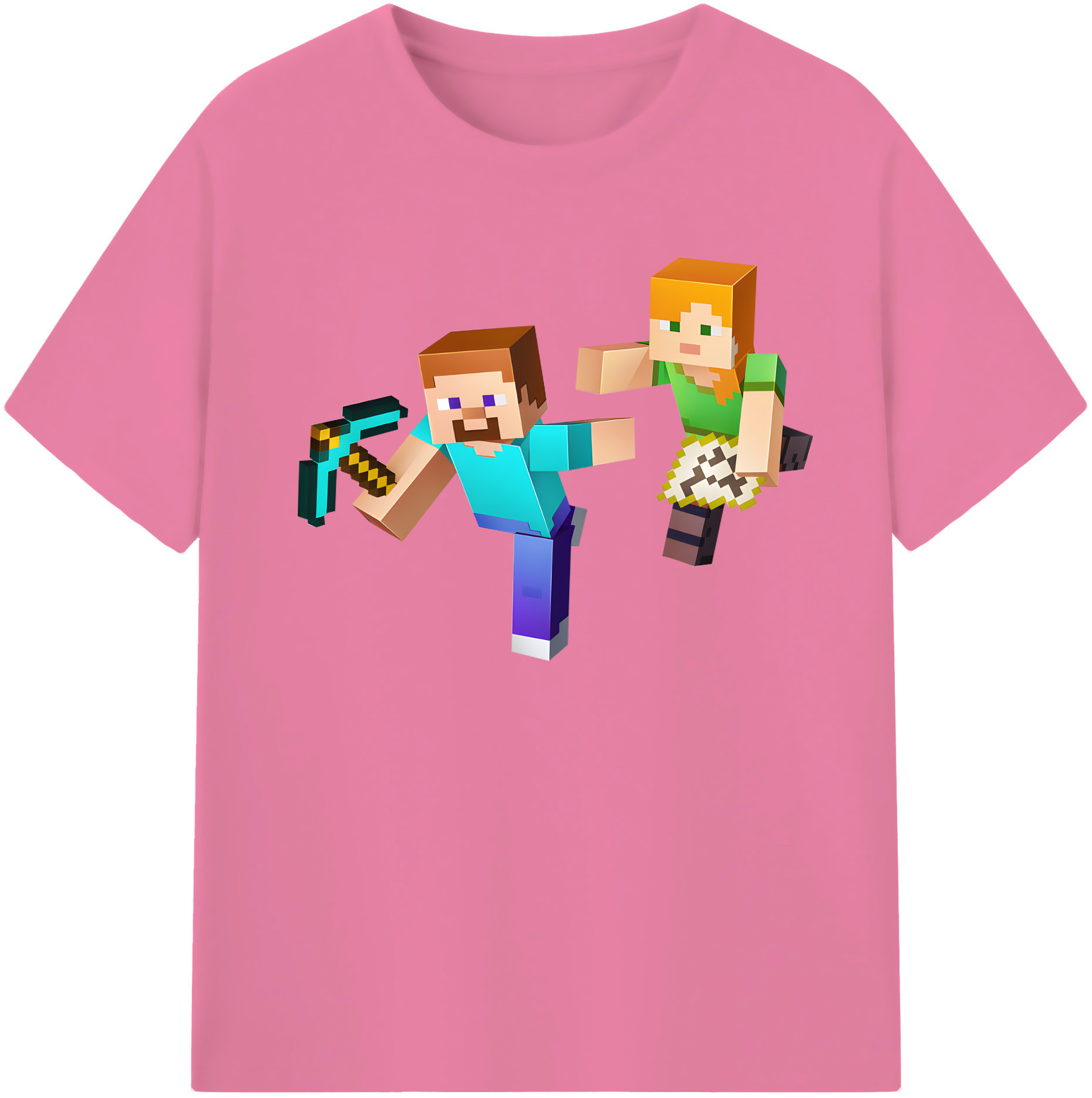 （画像用） マインクラフト ブロックの世界 Minecraft MC Block world 綿100％半袖Tシャツ（フロントプリント）